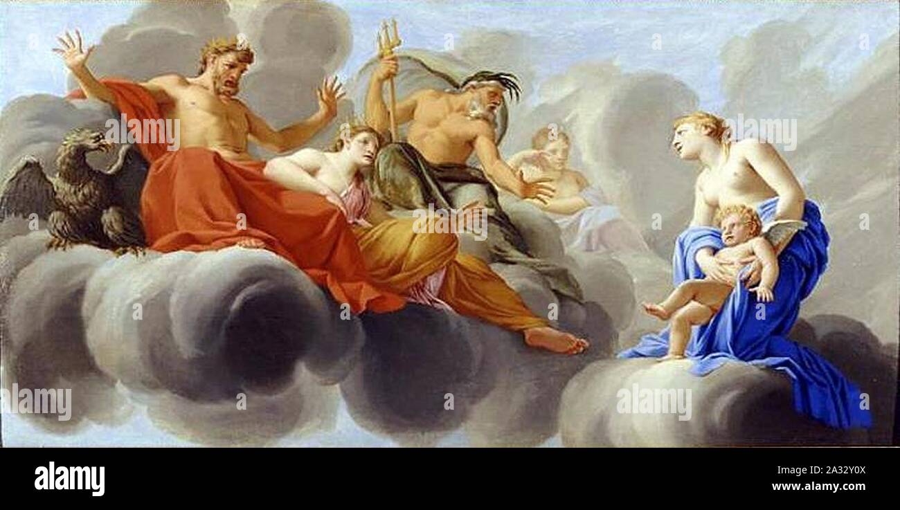 Eustache Le Sueur. Das Leben von Cupid - Venus präsentiert Amor zu Jupiter, 1646-1647. Stockfoto