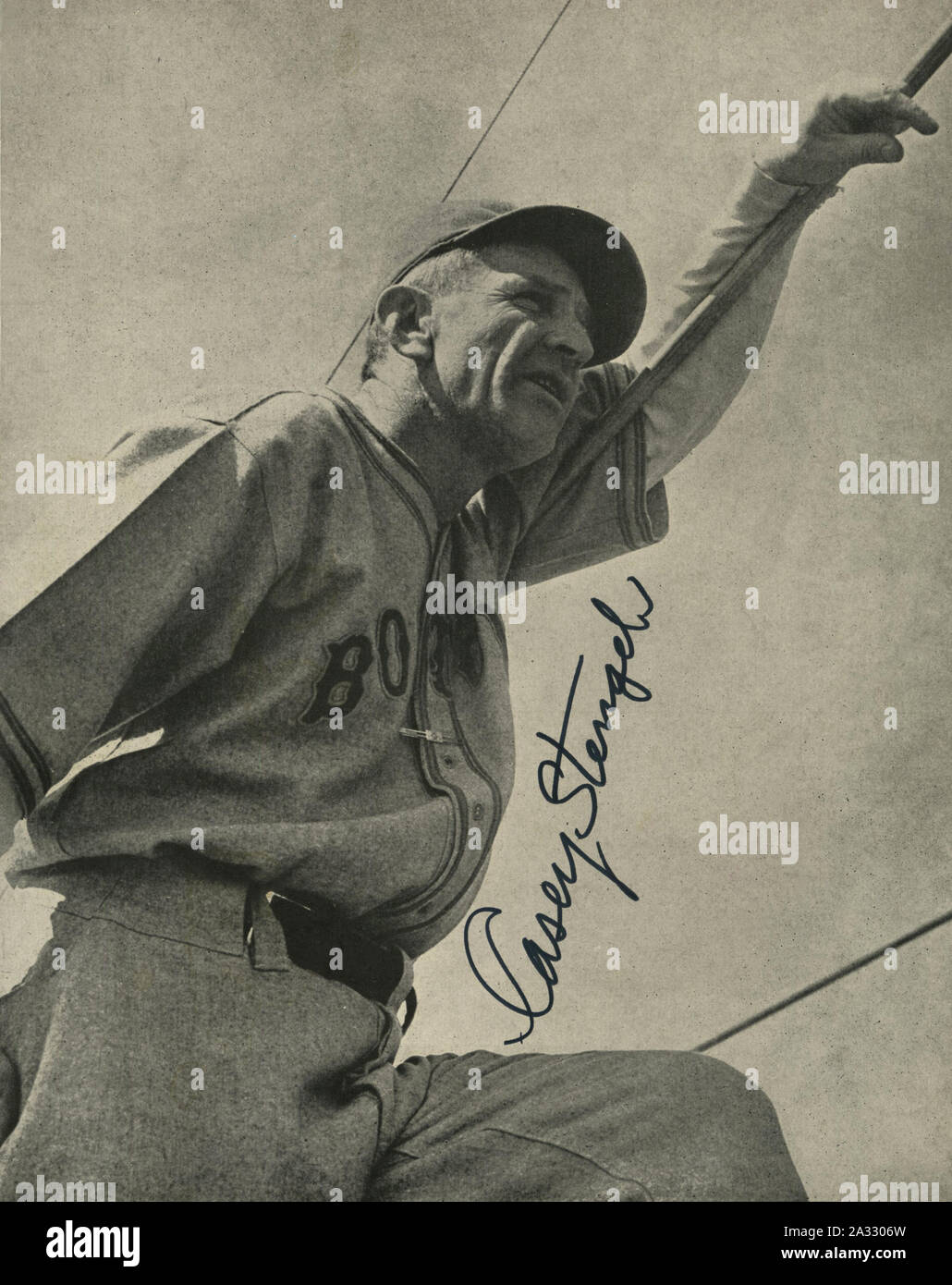Schwarz-weiß Fotografie Hall of Fame Baseball manager Casey Stengel dargestellt mit dem Boston Braves. Stockfoto