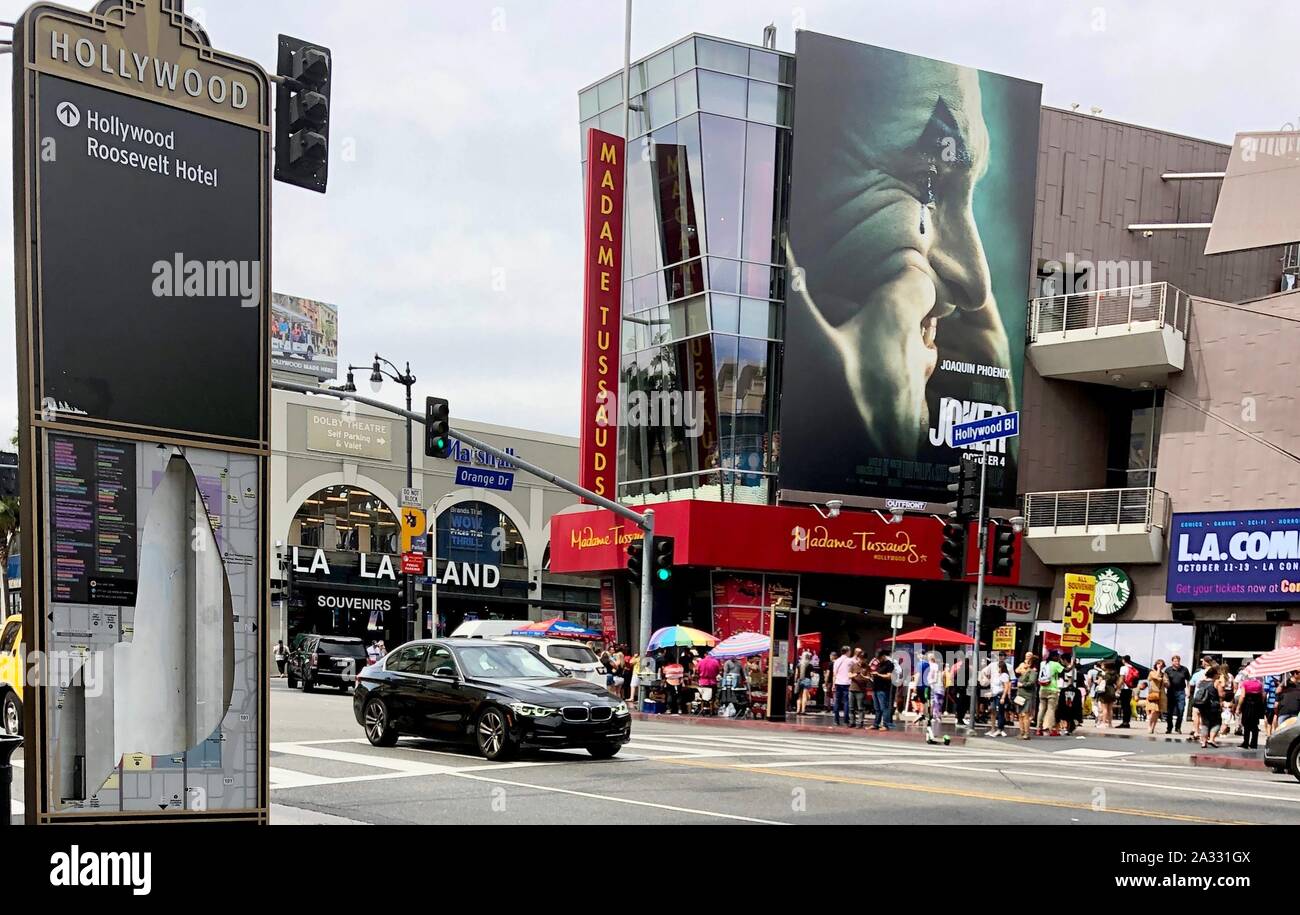 September 22, 2019: Joker Film Plakat hinter dem Hollywood Blvd. Fotograf: Amy KatzZuma drücken, Hollywood, Kalifornien, USA NEUE (Credit Bild: © Amy KatzZUMA Draht) Stockfoto