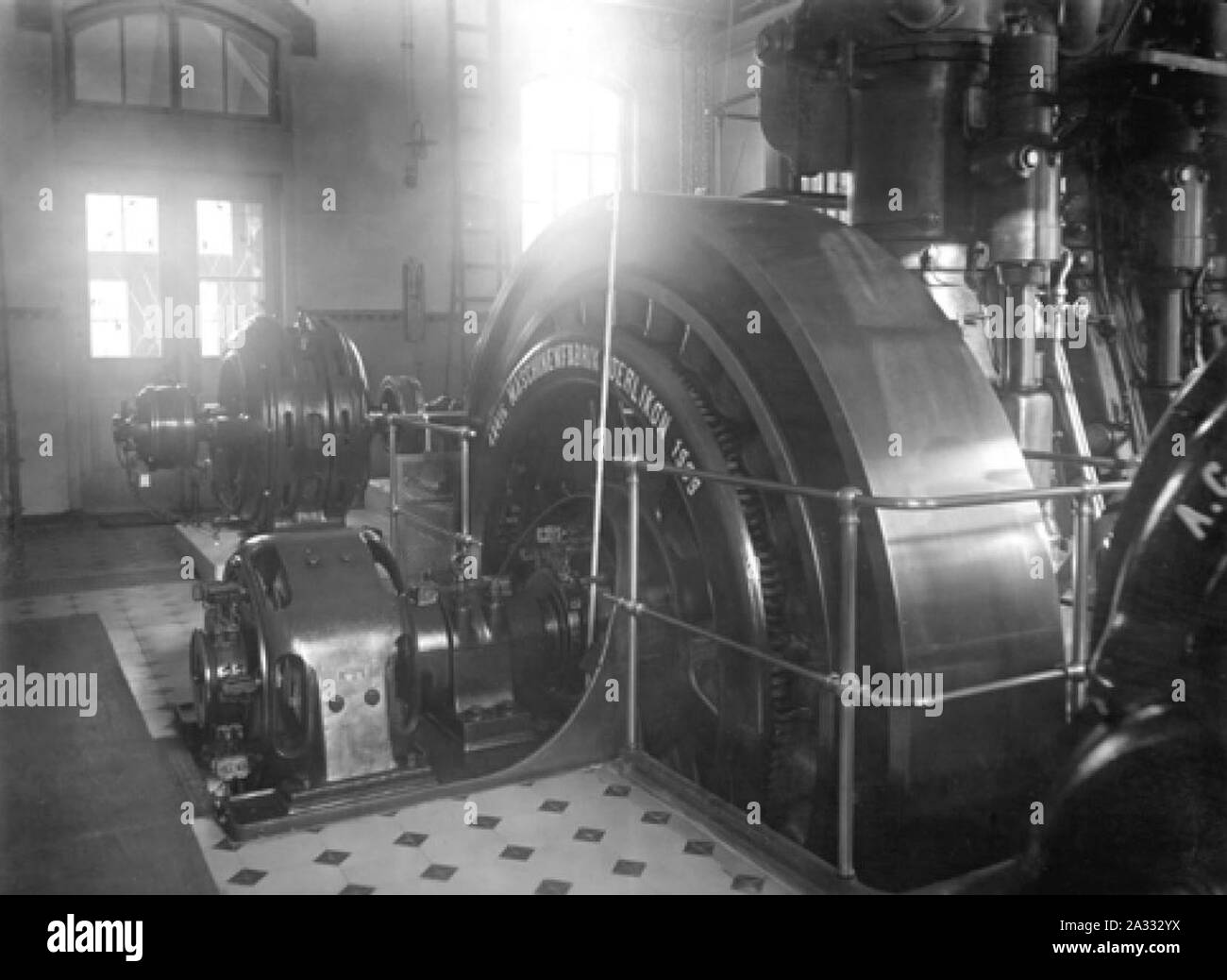 EW Urnäsch Sulzer Dieselmotoranlage 1909. Stockfoto