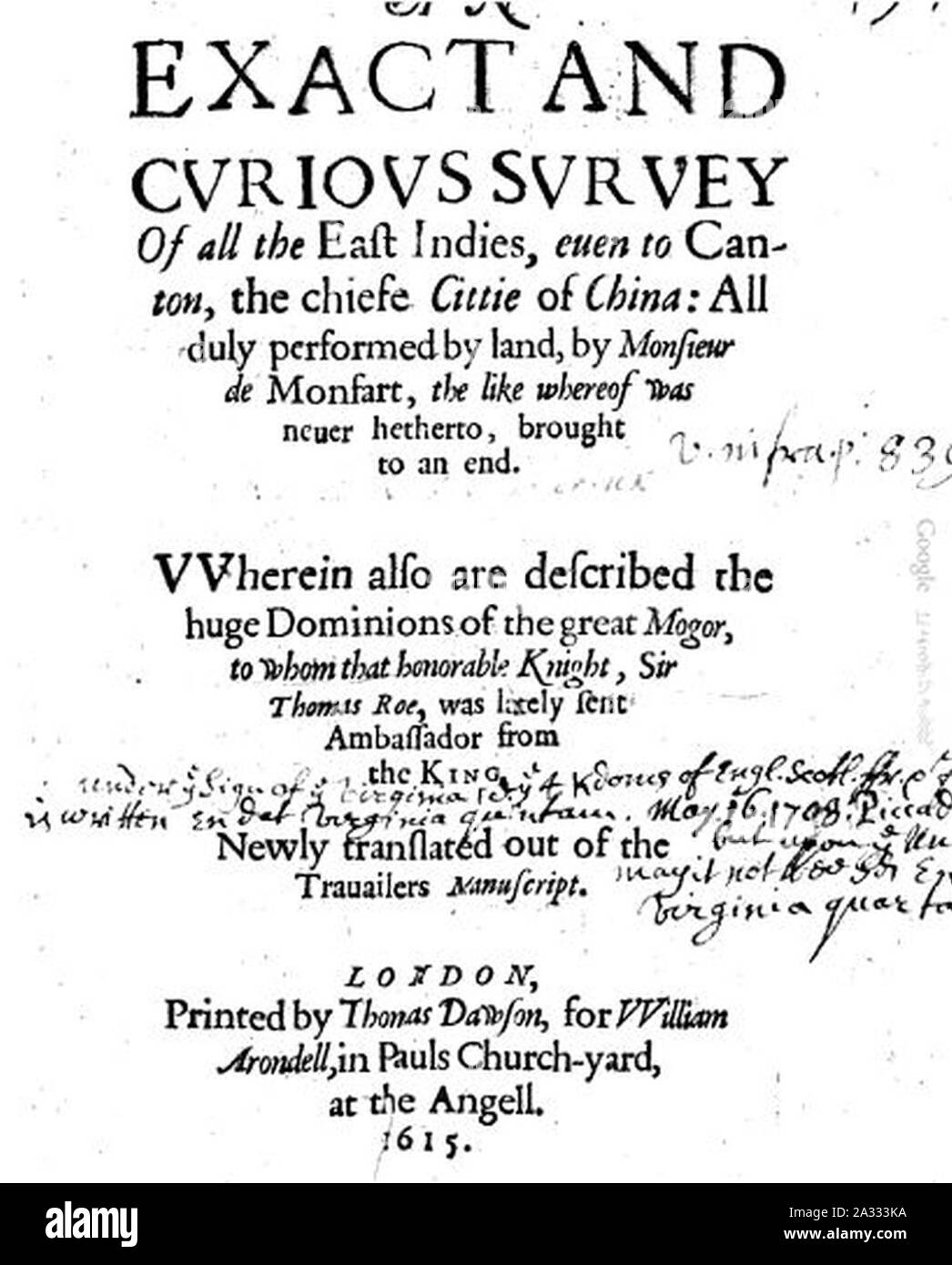 Genaue und neugierig Umfrage Henri de Feynes 1615. Stockfoto