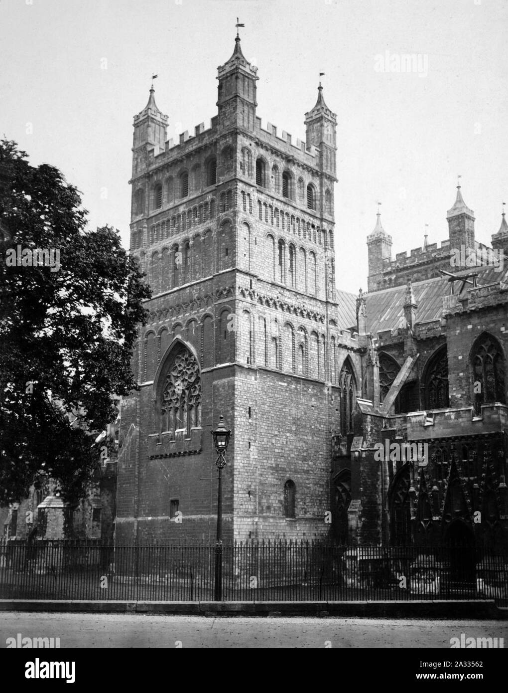 Die Kathedrale von Exeter, der Nordwesten Turm von Francis Bedford. Stockfoto