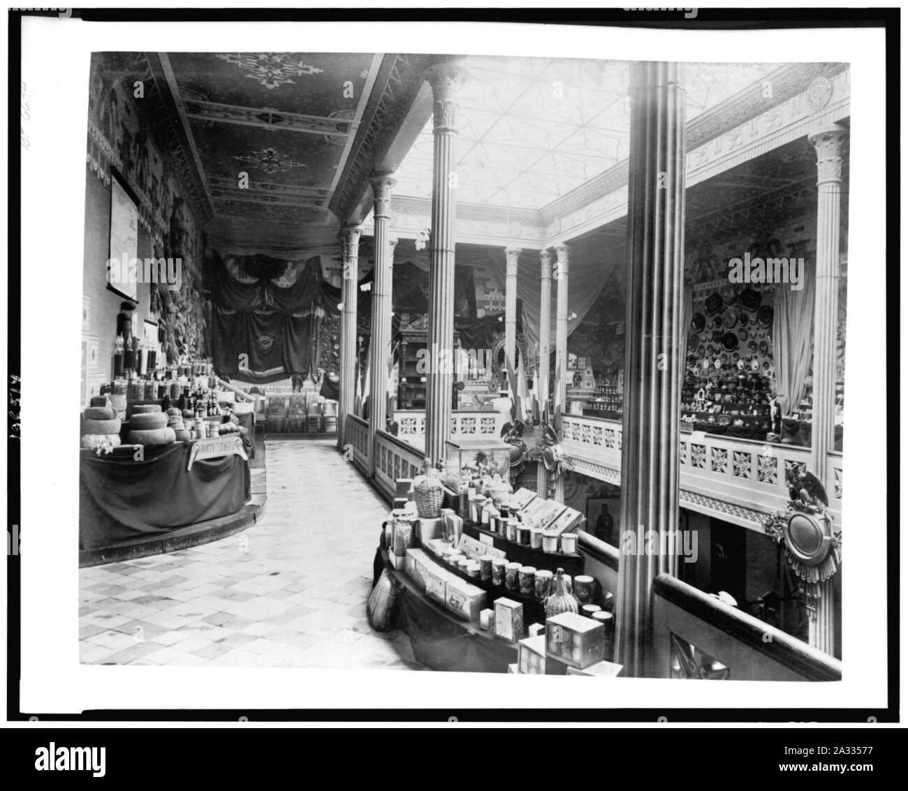 Ausstellung der Nahrungsmittel in den Pavillon von Mexiko, Paris, 1889 Stockfoto