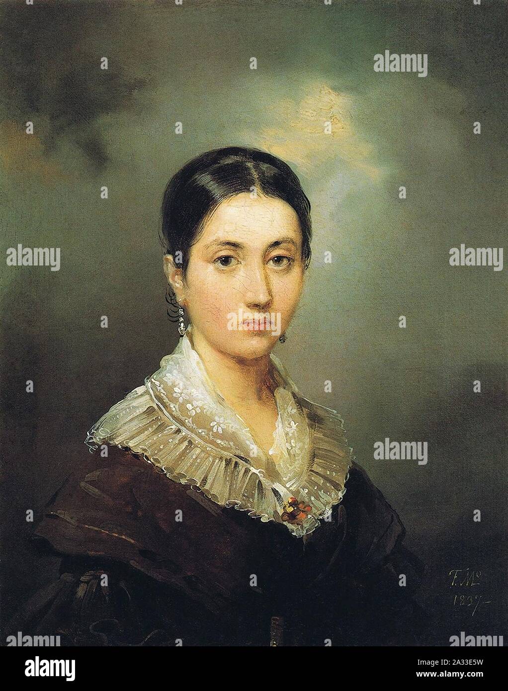 F. de Madrazo - 1837, Luisa Huertas (Colección Garreta y Insbesondere, 28 x 23 cm). Stockfoto