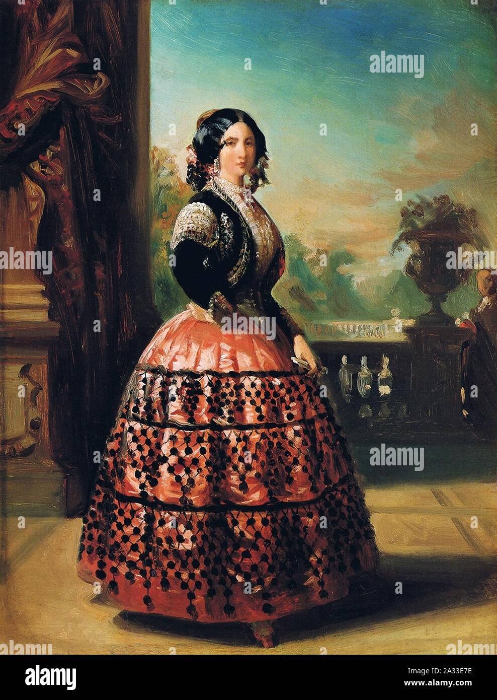 F. de Madrazo - 1853, Ángela Pérez de Barradas y Fernández de Córdoba, Duquesa de Medinacelli (Colección insbesondere, Madrid, 35 x 26 cm, boceto). Stockfoto