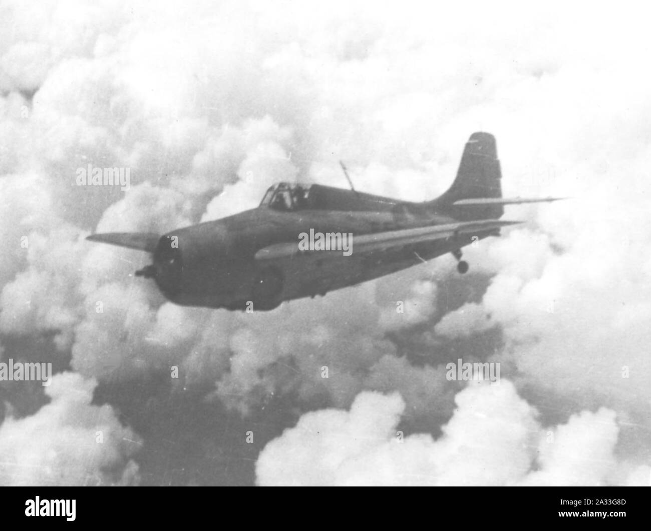 F4F-4 Wildcat von VF-5 in der Nähe von Guadalcanal 1942. Stockfoto