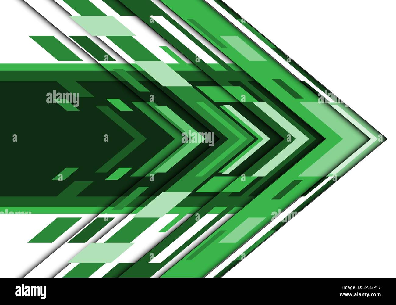 Abstrakt Grün weißen Pfeil geometrische Richtung Design moderne futuristischen Technologie Hintergrund Vector Illustration. Stock Vektor