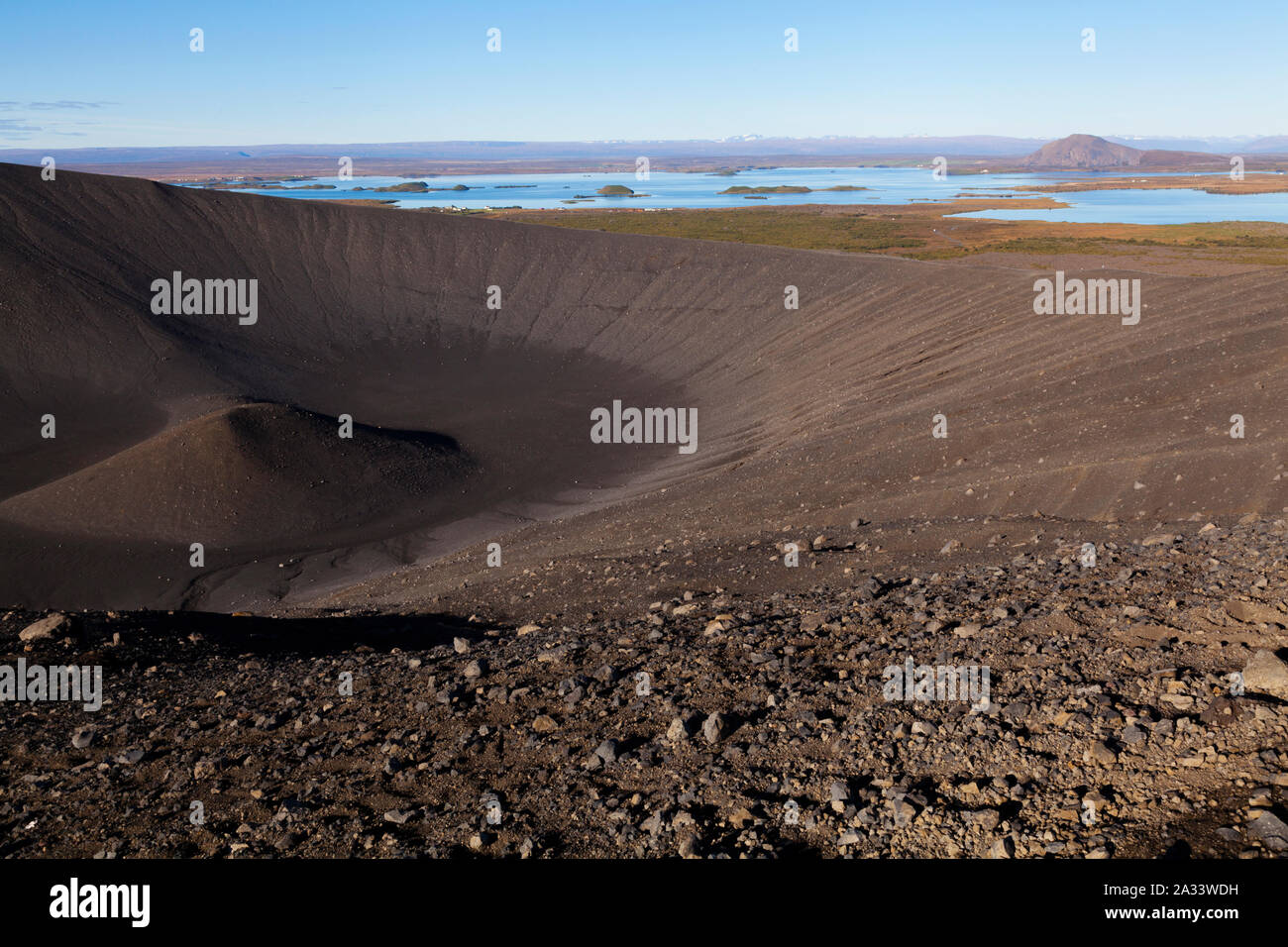 Island - Hverfjall tuff ring Vulkan, in der Nähe des Sees Myvatn Stockfoto