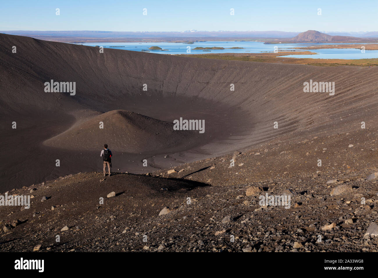 Island - Hverfjall tuff ring Vulkan, in der Nähe des Sees Myvatn Stockfoto