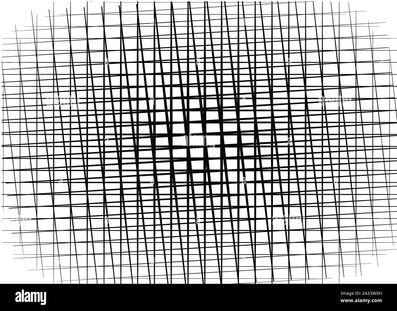 Random, unregelmäßige Linien Raster, Gitter. Abstrakte geometrische Hintergrund, Textur, Muster. Stock Vektor