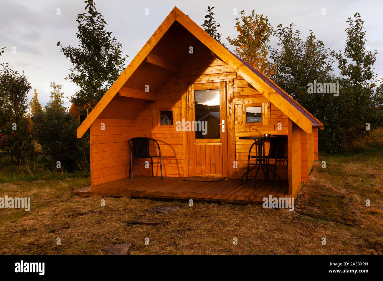 Kabine an Fossatun Camping Pods, Fossatun, Island Stockfoto