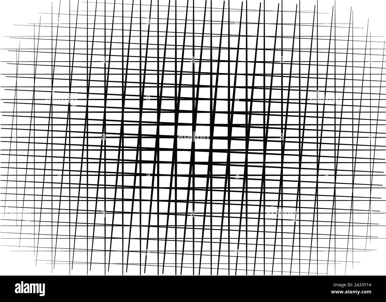 Random, unregelmäßige Linien Raster, Gitter. Abstrakte geometrische Hintergrund, Textur, Muster. Stock Vektor