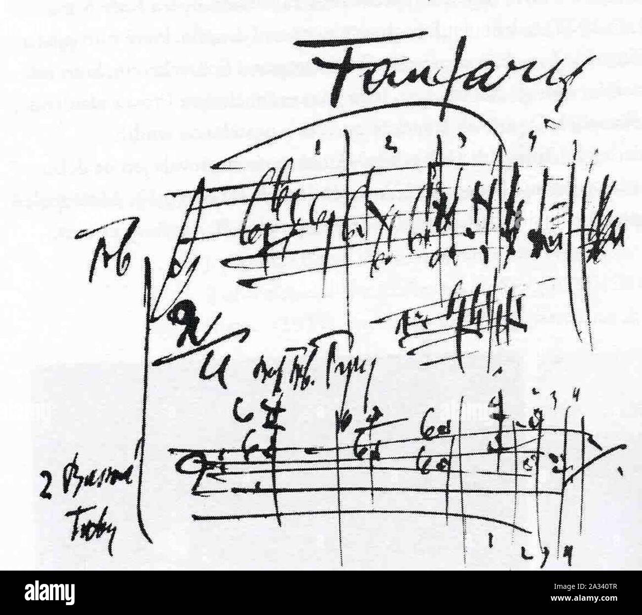 Fanfaren der Sinfonietta, Janáček die autographe Partitur.. Stockfoto