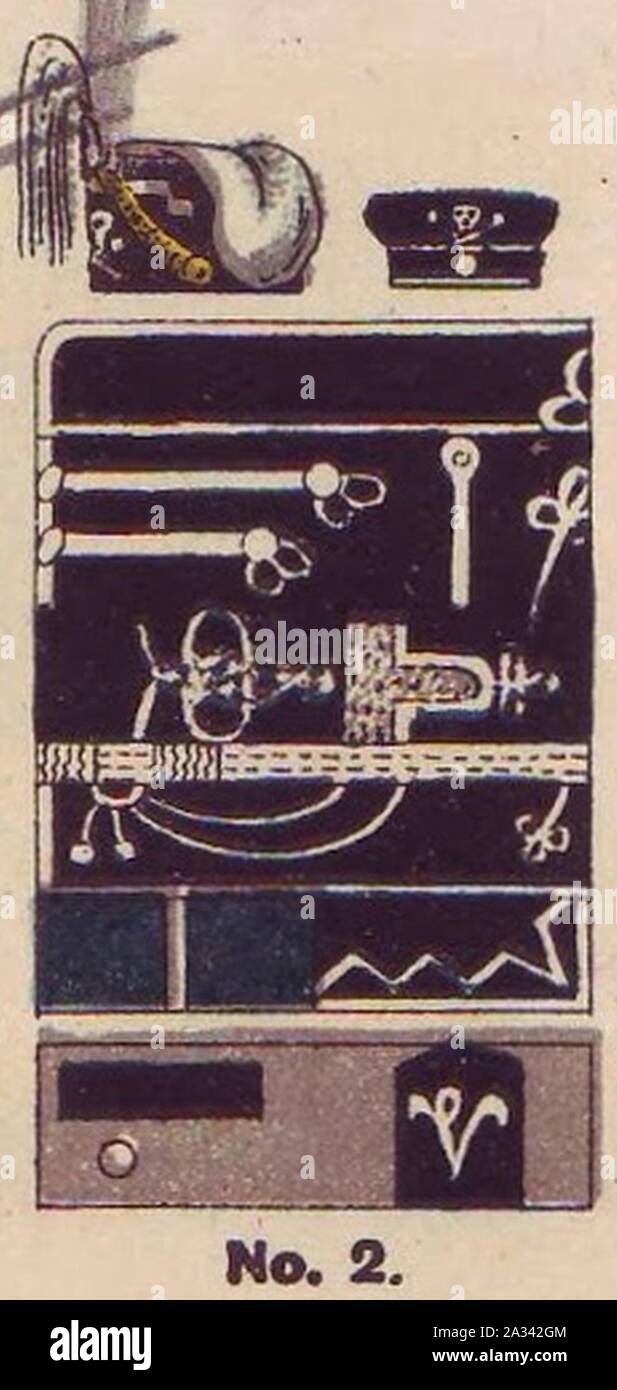 Farbschema der Einheitlichen Husaren-Regiment Nr. 2 Uniformen der deutschen Armee Ruhl Tafel 13 sterben. Stockfoto