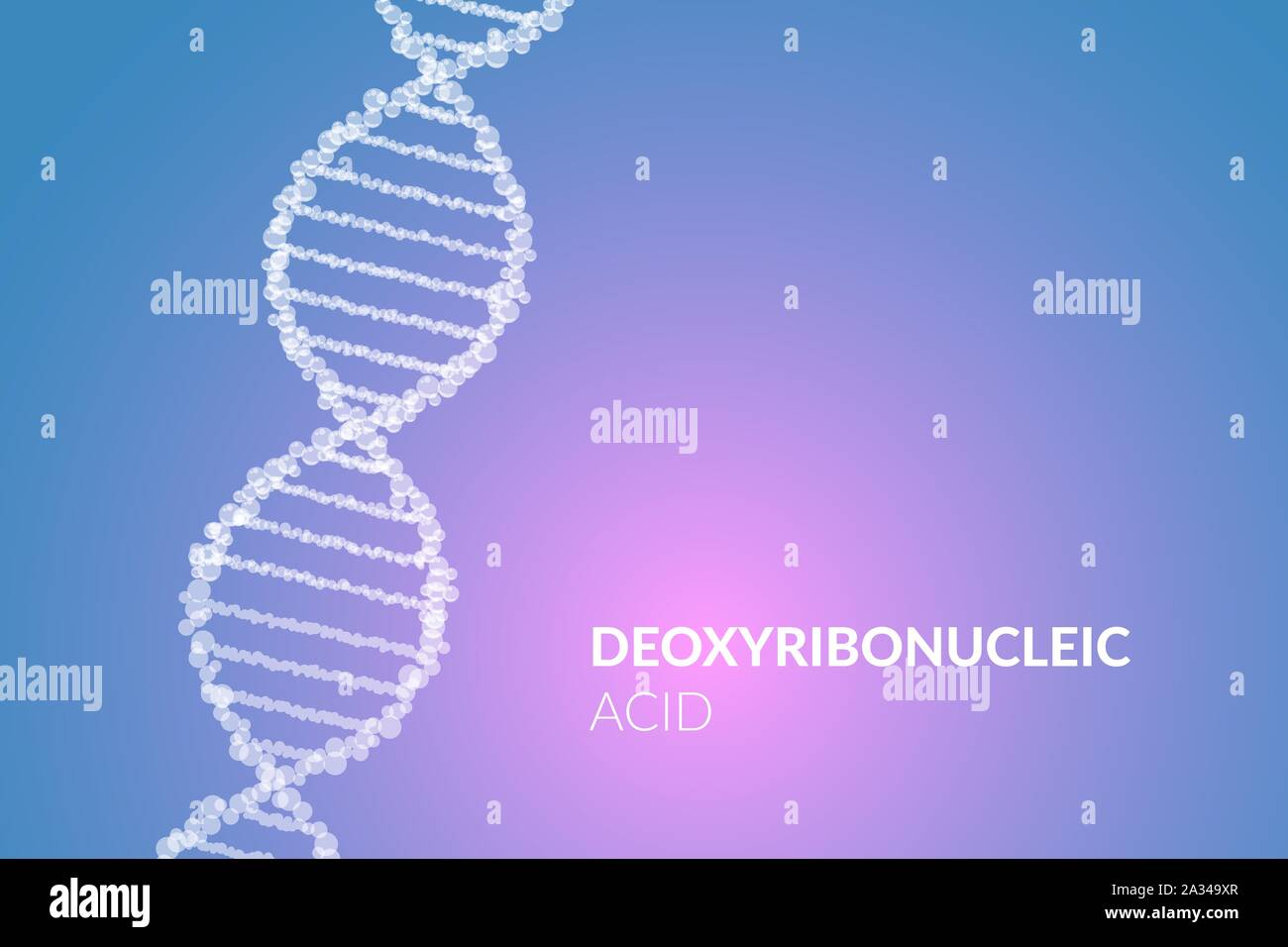 DNA Spirale 3d Struktur. Vector Desoxyribonukleinsäure. Medizinische Wissenschaft genetische Biotechnologie Chemie Biologie Gen-Zell-Konzept. Evolution mikrobiologisches Helix-Element eps auf blauem Hintergrund Stock Vektor
