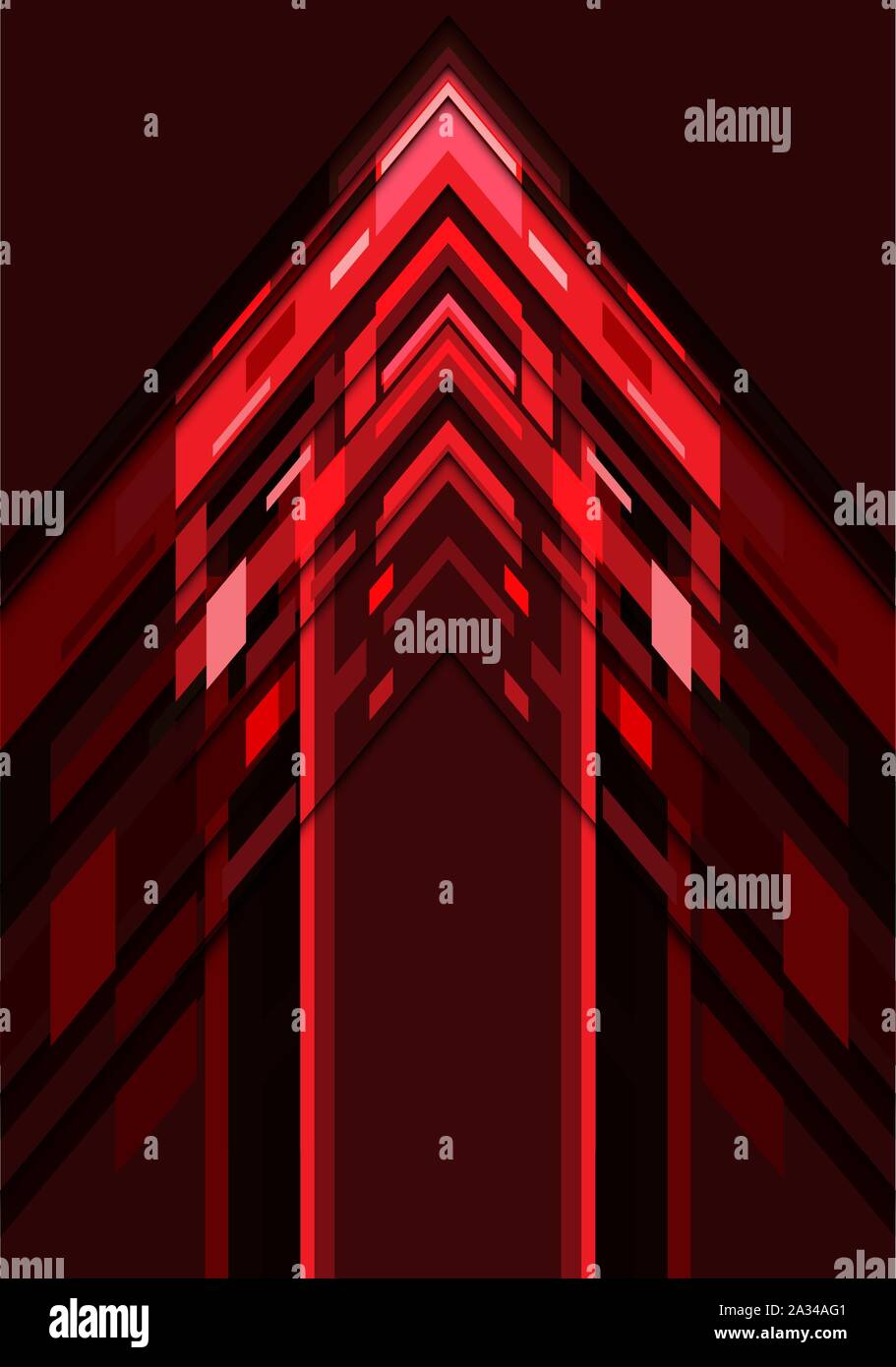 Abstrakt rot Licht geometrische Pfeil Richtung auf dunklen Design moderne futuristischen Technologie Hintergrund Vector Illustration. Stock Vektor