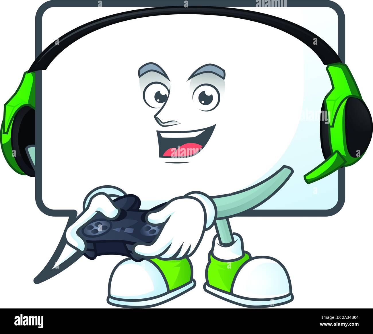 Gaming Rechteck blasensymbol Cartoon mit Maskottchen Stock Vektor