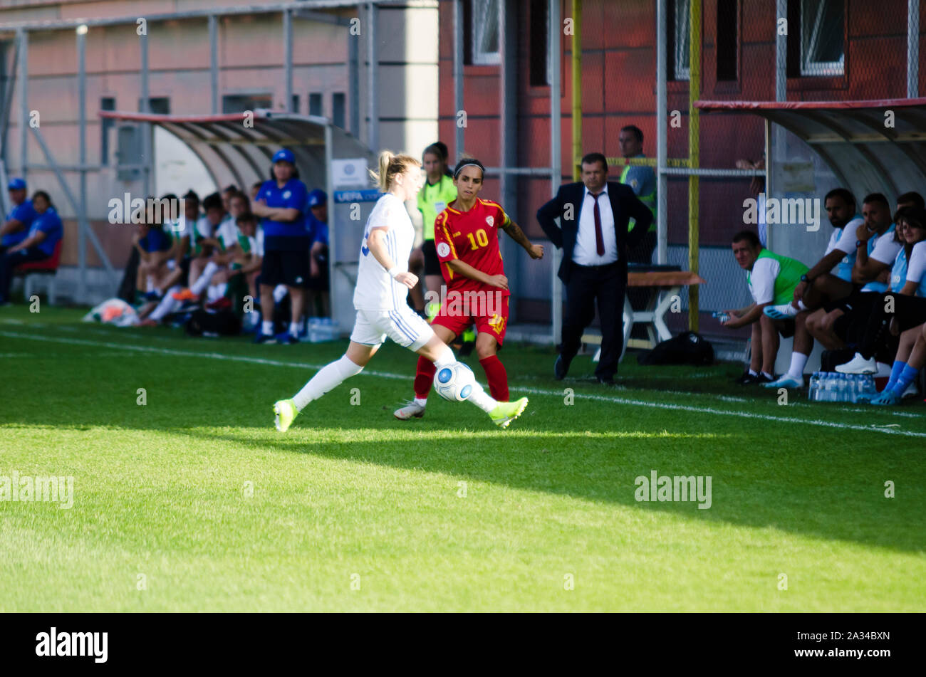 SKOPJE, Mazedonien - 2. Oktober 2019 15:00 (GMT+2): UEFA Women's Euro 2021 Qualifikation Gruppe G Mazedonien - Kasachstan 4 - 1 Stockfoto