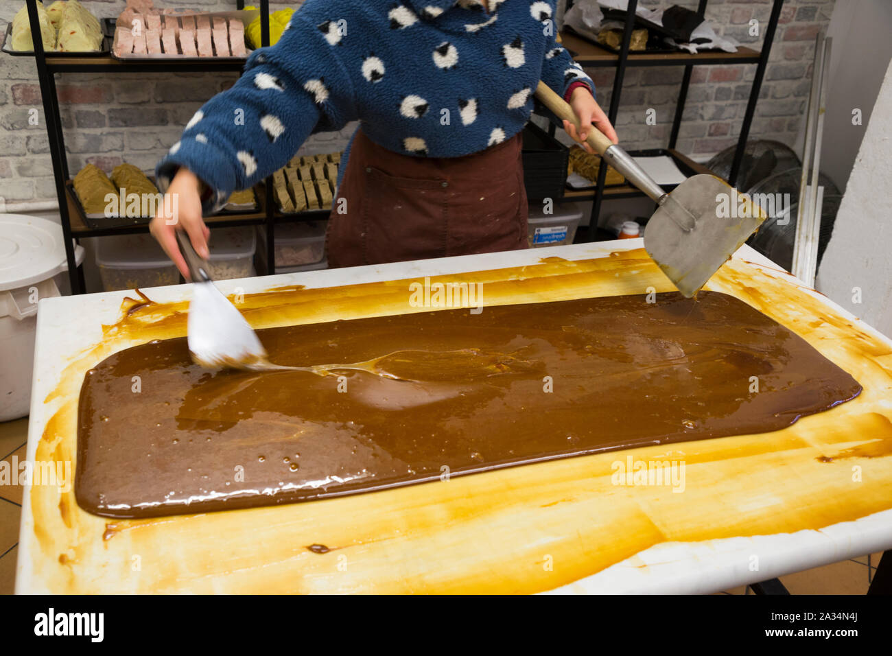 Die fudge/shop/handgemachte Fudge am Fudge Patch laden in Greenwich Market. Großbritannien (105) Stockfoto