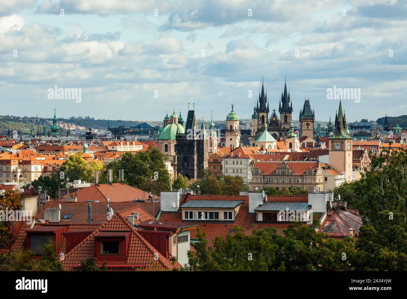 Die Skyline von Prag, Tschechien. Stockfoto
