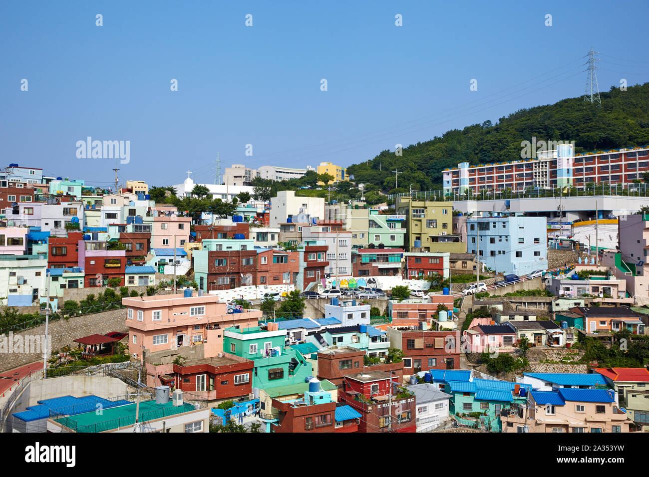 Gamcheon Culture Village ist ein beliebtes Touristenziel in Busan, Südkorea. Stockfoto