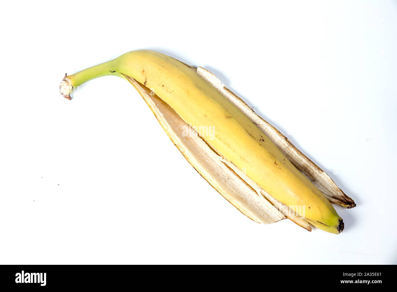 Bananen Haut isoliert auf weißem Hintergrund. Liegt genau Stockfoto