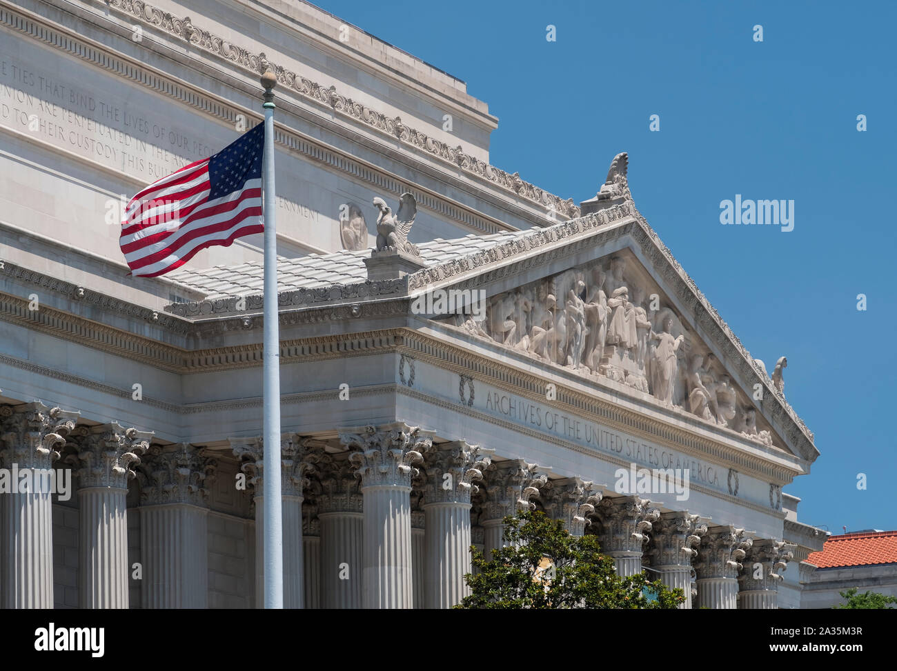 Nationalarchiv der Vereinigten Staaten von Amerika Gebäude, Pennsylvania Avenue, Washington D.C. Stockfoto