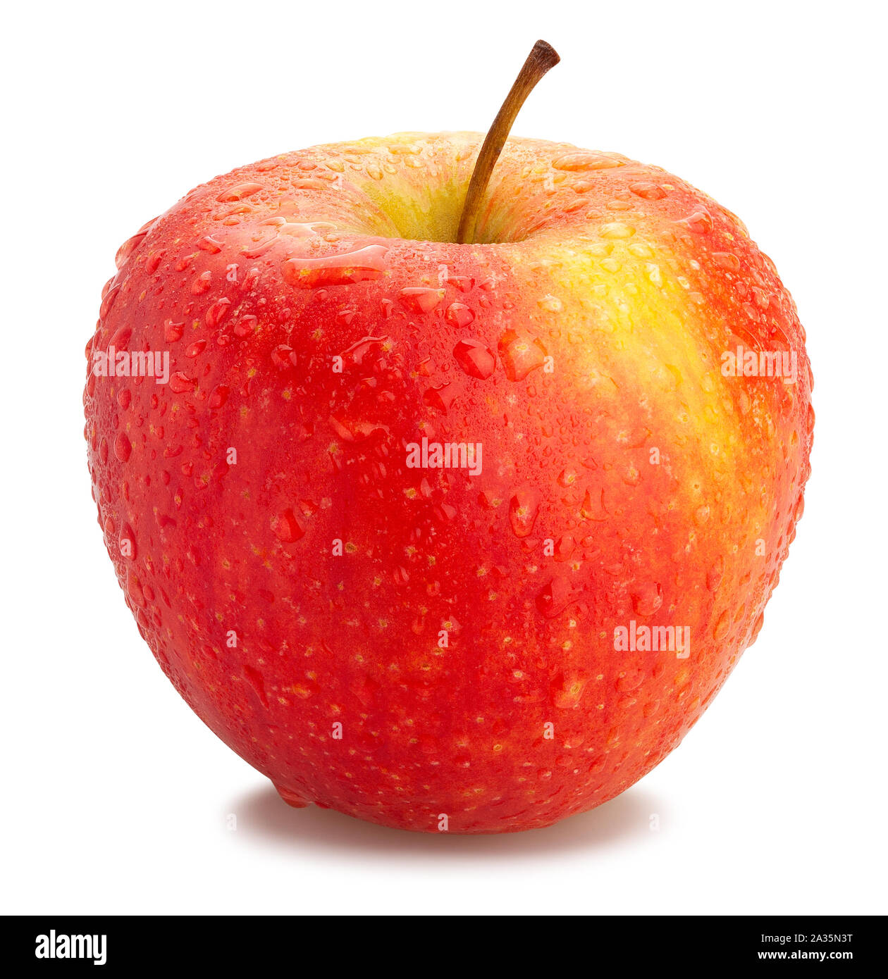 Rot Gelb äpfel Weg isoliert auf weißem Stockfoto