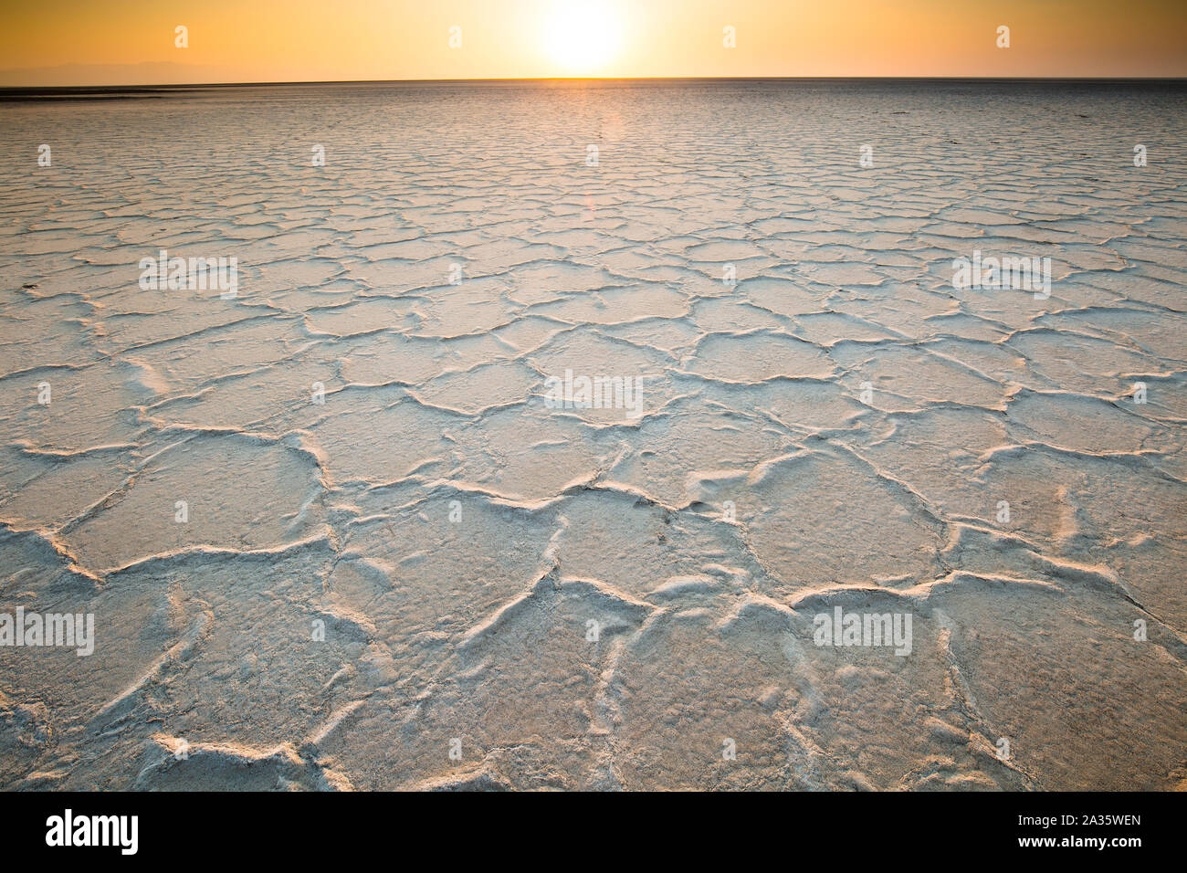 Namak See Qom (Salt Lake Qom). Iran, Asien. Stockfoto