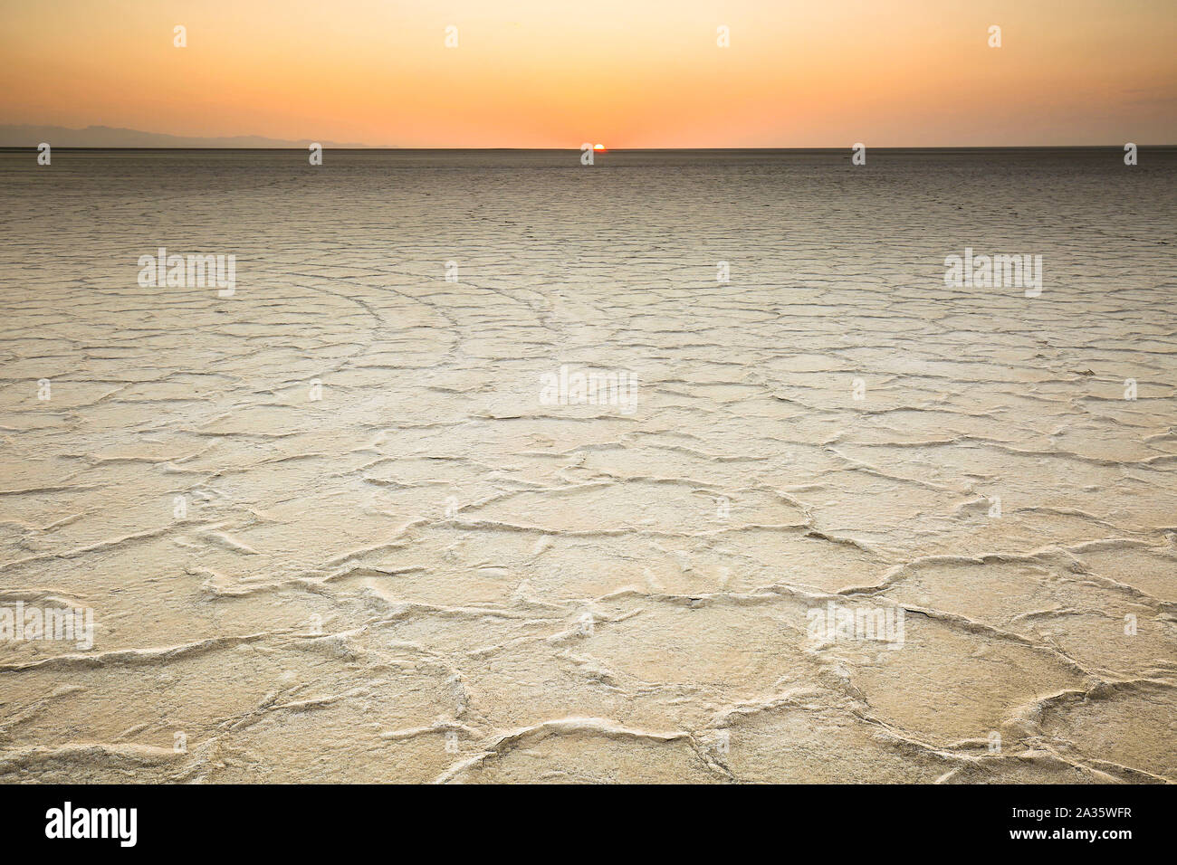 Namak See Qom (Salt Lake Qom). Iran, Asien. Stockfoto