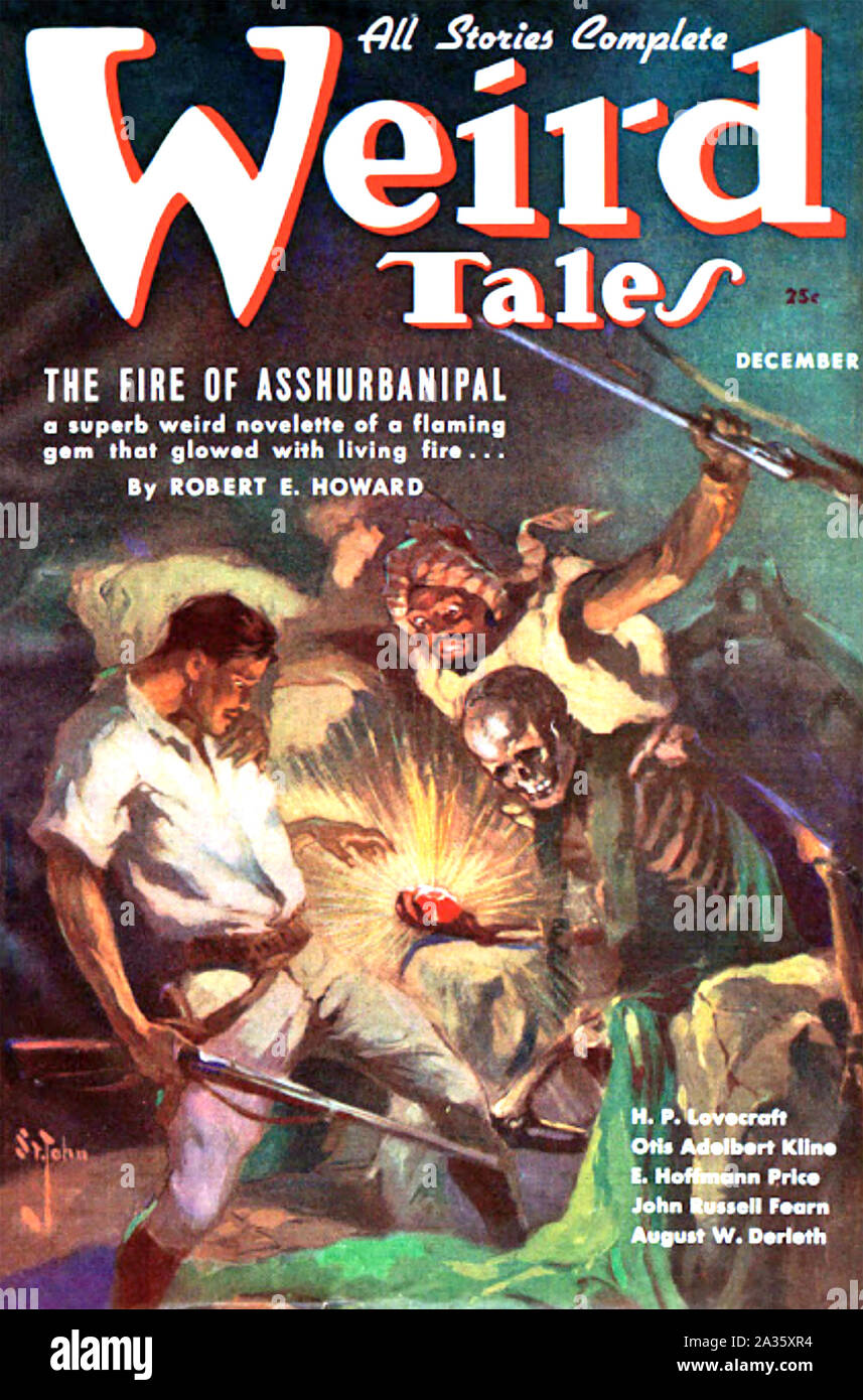 WIERD TALES amerikanischen Science-Fiction-Magazin illustriert von James Allen St. John. Dezember 1936 abdecken. Stockfoto