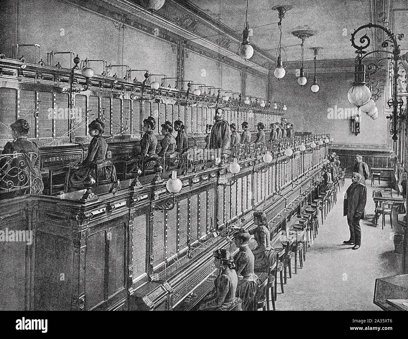 LONDON TELEFON AUSTAUSCH über 1890 Stockfoto