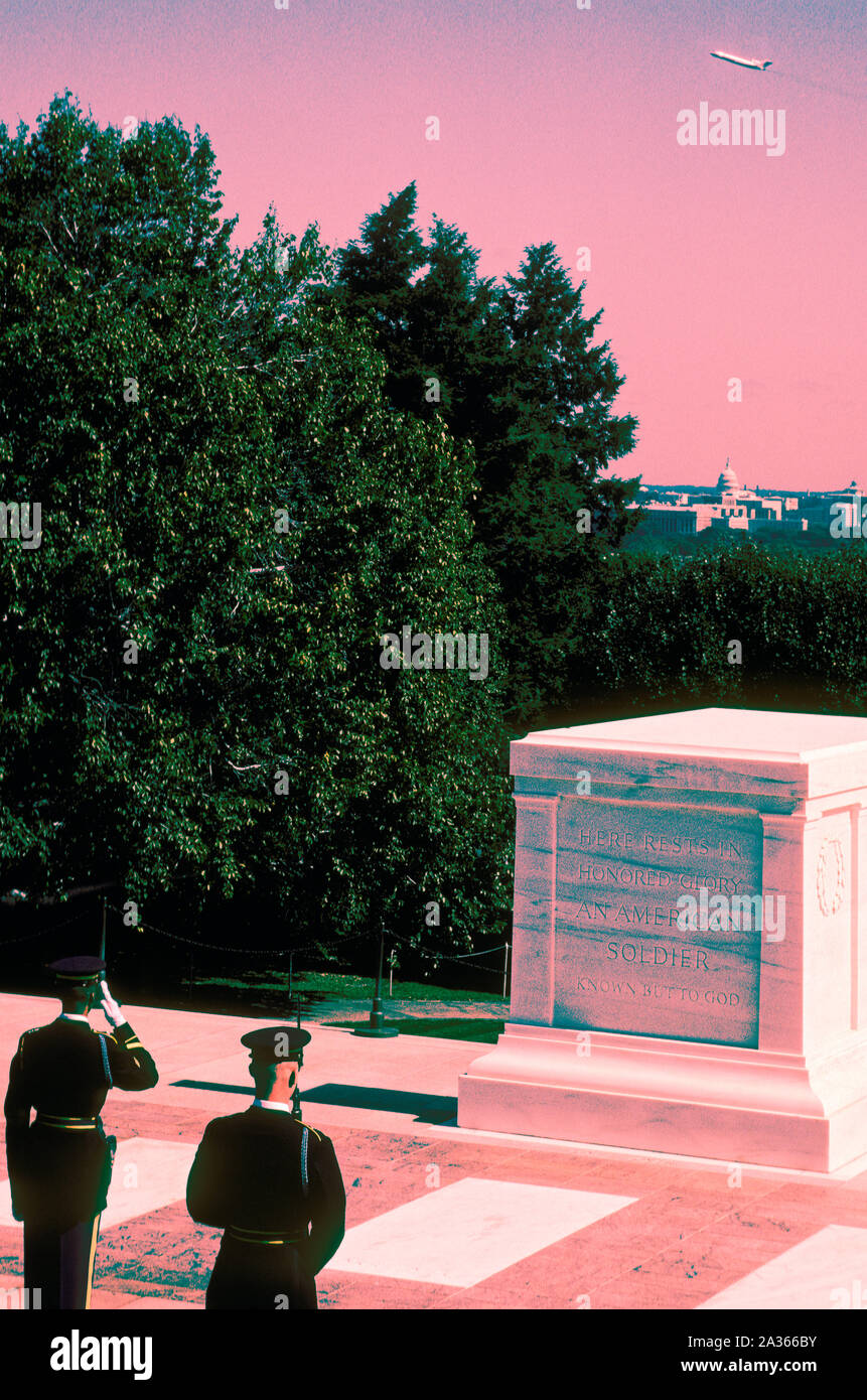 Washington DC Touristenattraktionen. Grab des unbekannten Soldaten. Stockfoto