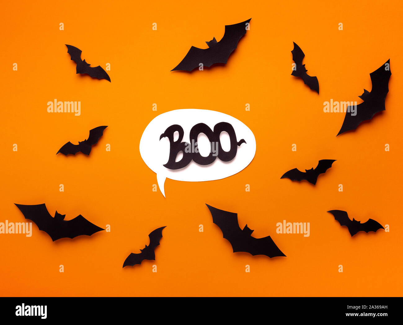 Sprechblase mit Boo text auf erschrecken Hintergrund Stockfoto