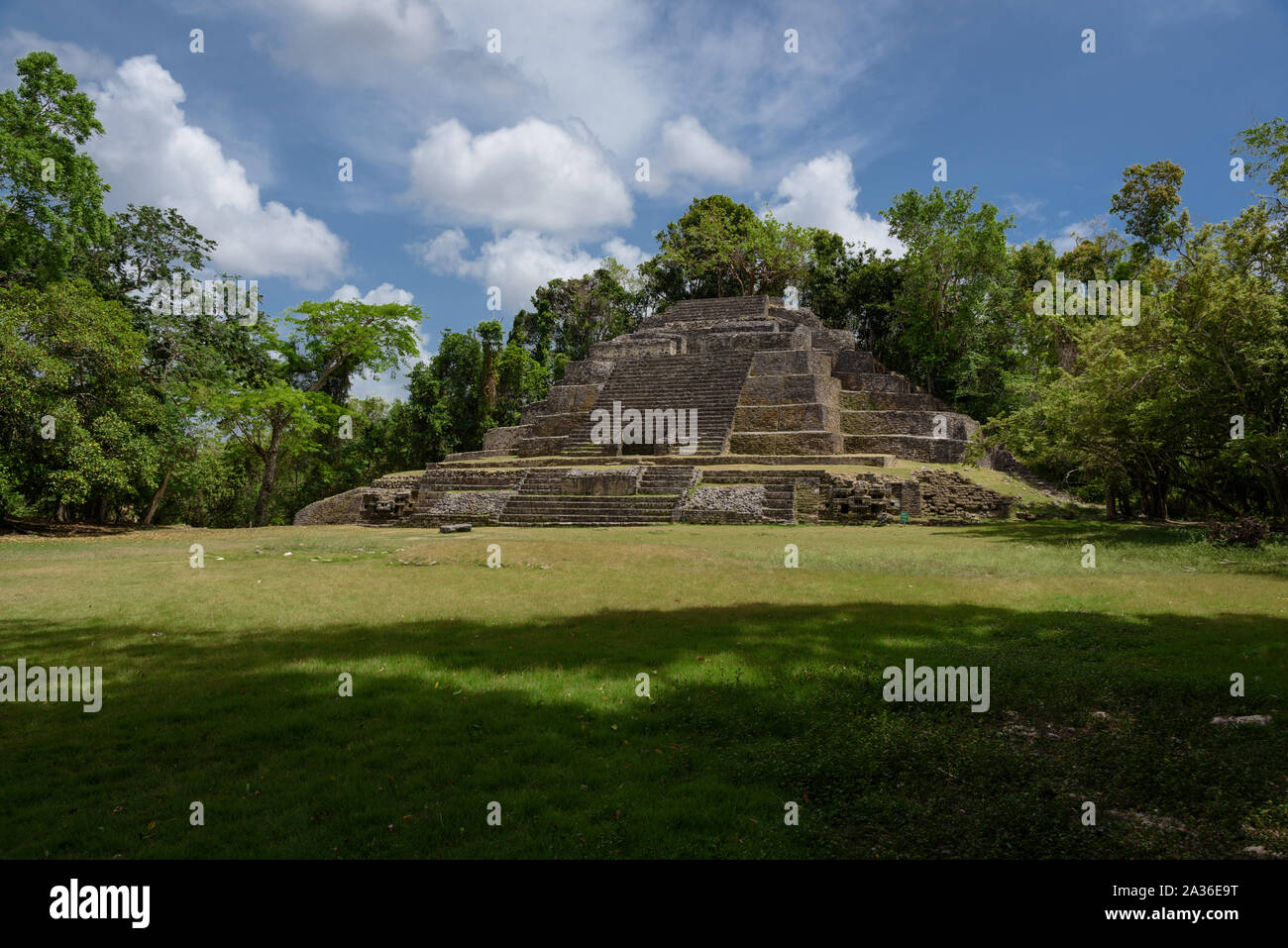 Jaguar Tempel in Lamanai archäologische finden, Orange Walk, Belize, Central America. Stockfoto