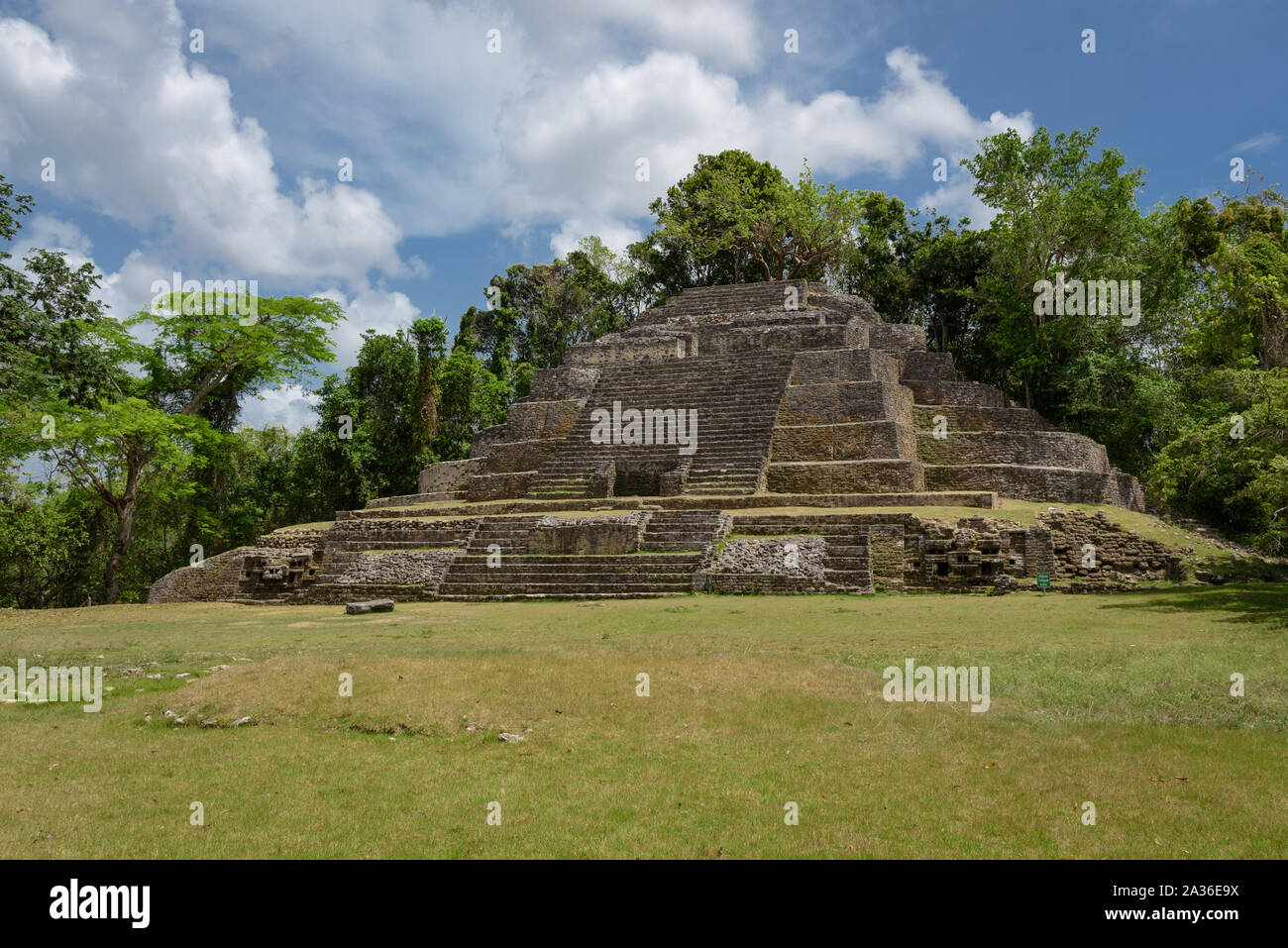 Jaguar Tempel in Lamanai archäologische finden, Orange Walk, Belize, Central America. Stockfoto