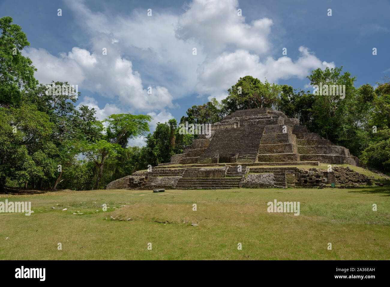 Jaguar Tempel in Lamanai archäologische finden, Orange Walk, Belize, Central America. Stockfoto