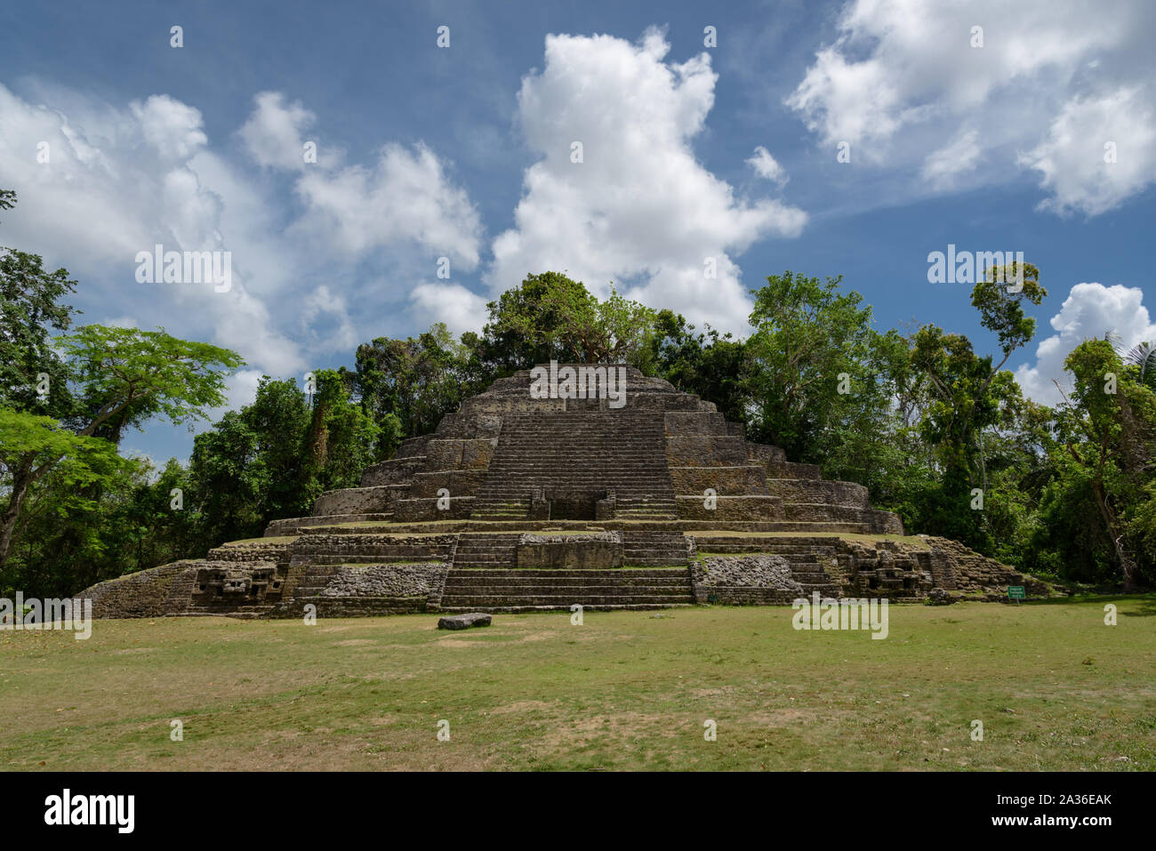 Jaguar Tempel in Lamanai archäologische finden, Orange Walk, Belize, Central America. Stockfoto