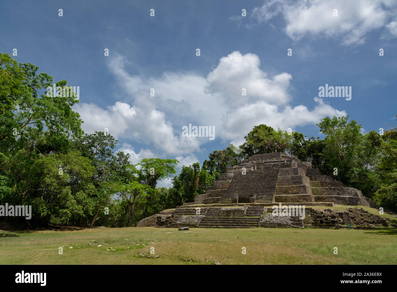 Jaguar Tempel in Lamanai archäologische finden, Orange Walk, Belize, Central America. Stockfoto