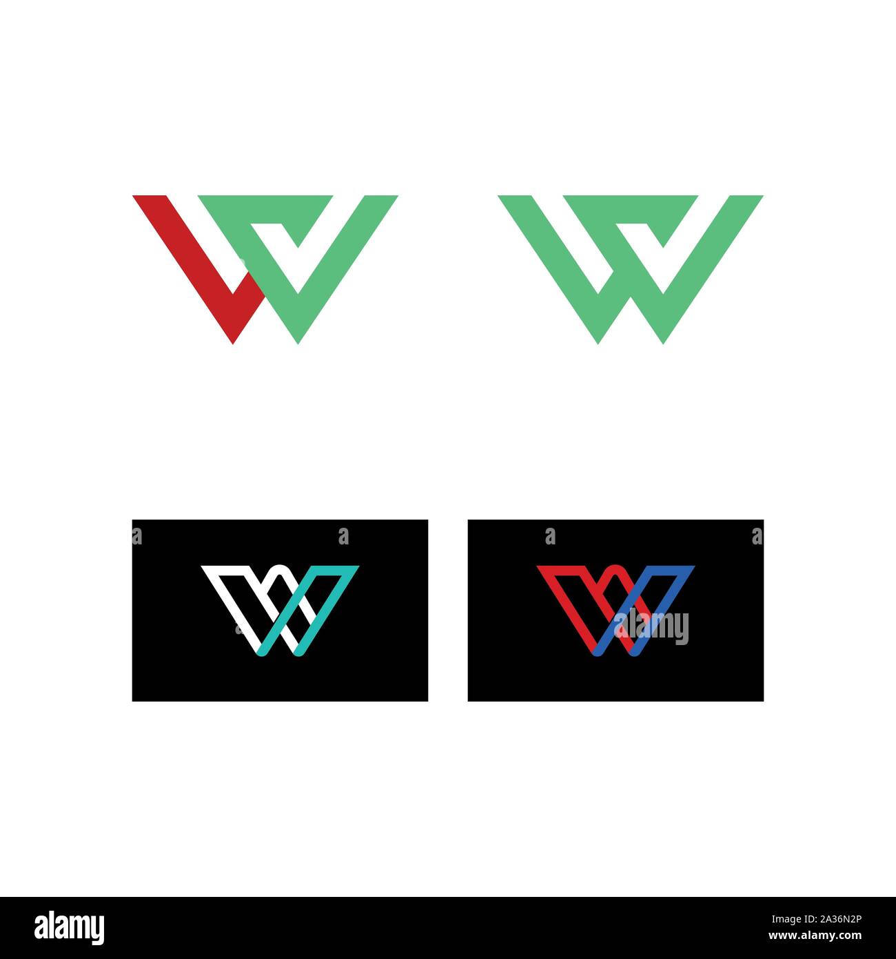 Design Konzept der Bunten Stock Icons und Formen der Buchstaben W, Vector Illustration. W Monogramm Logo Design-Vektor Stock Vektor