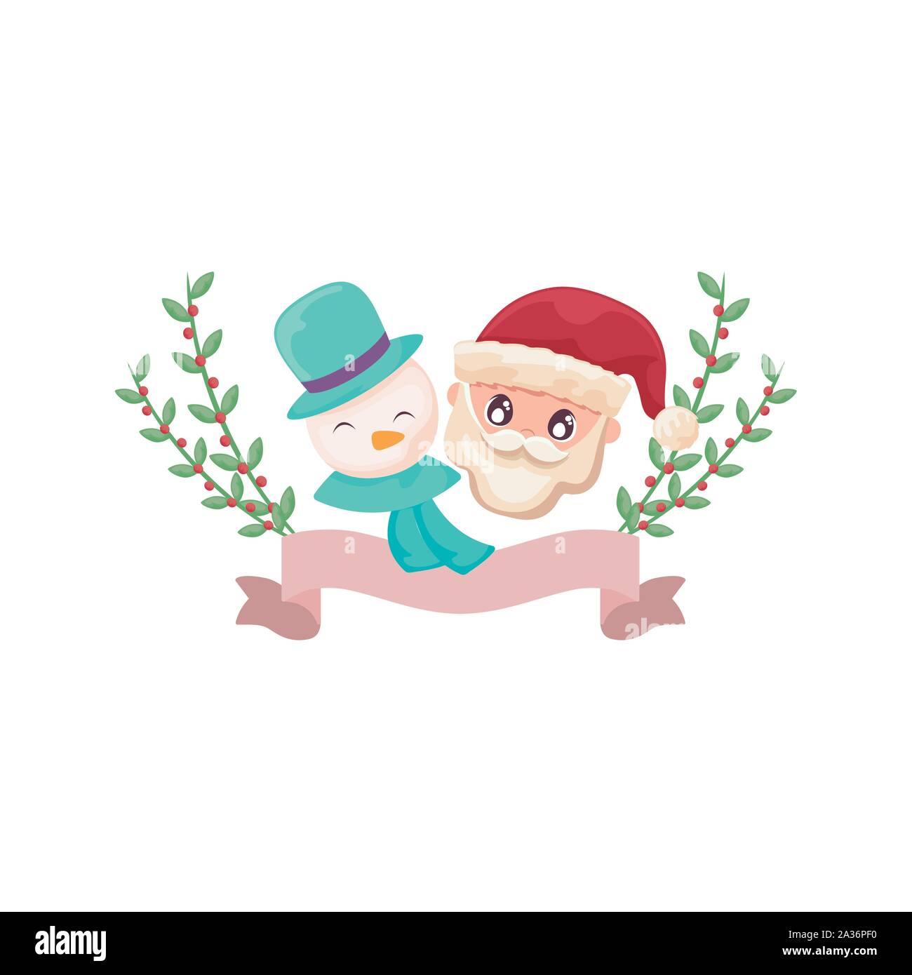 Leiter der Weihnachtsmann und Schneemann auf weißem Hintergrund Vector Illustration Design Stock Vektor