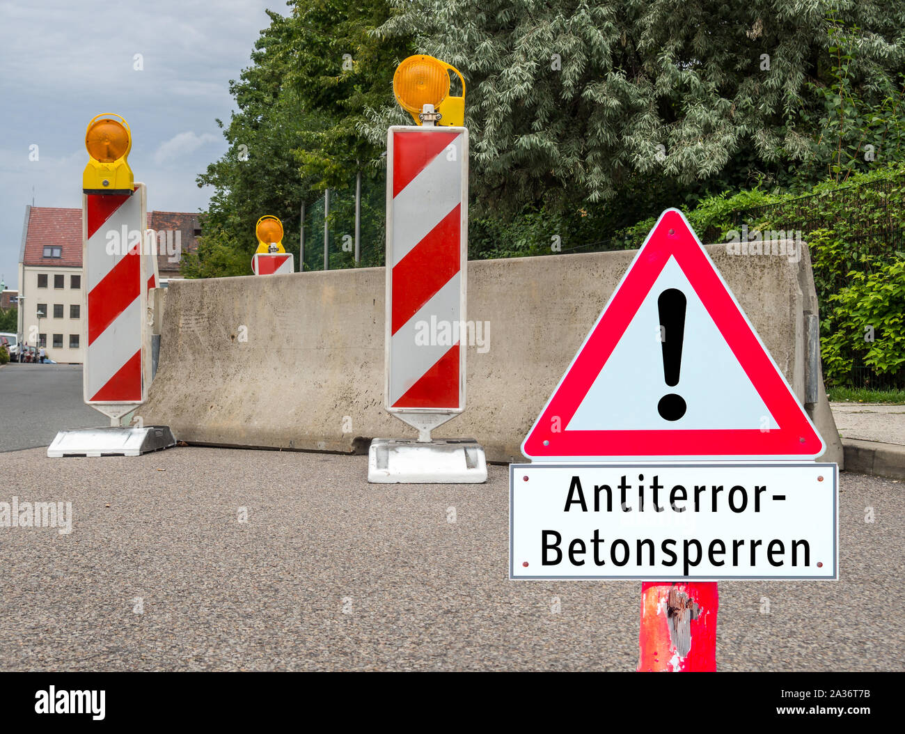 Major Event anti-terroristischen konkrete Hindernisse Stockfoto