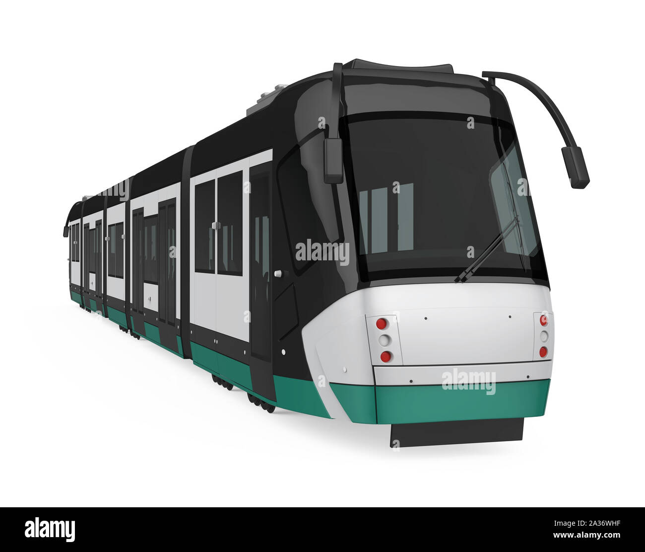 Moderne Straßenbahn isoliert Stockfoto