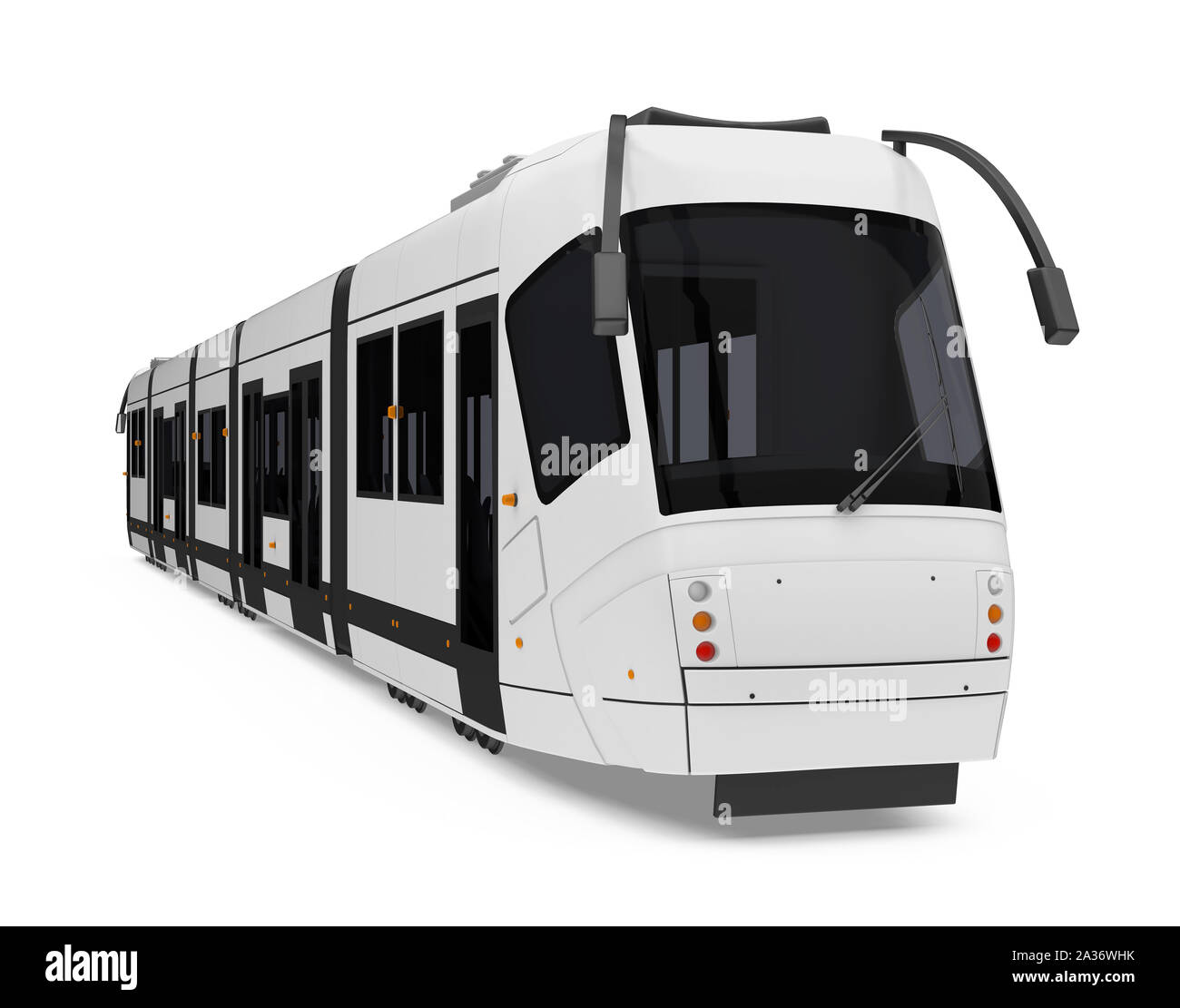 Moderne Straßenbahn isoliert Stockfoto