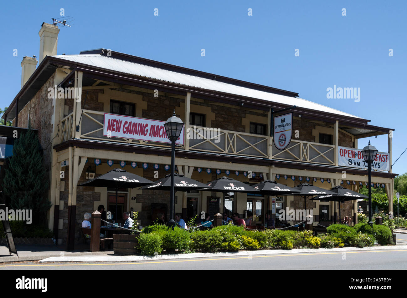 Das German Arms Hotel in der alten deutschen Pionierstadt Hahndorf in den Adelaide Hills, rund 25 km von der Stadt Adelaide in Süd-Aust entfernt Stockfoto