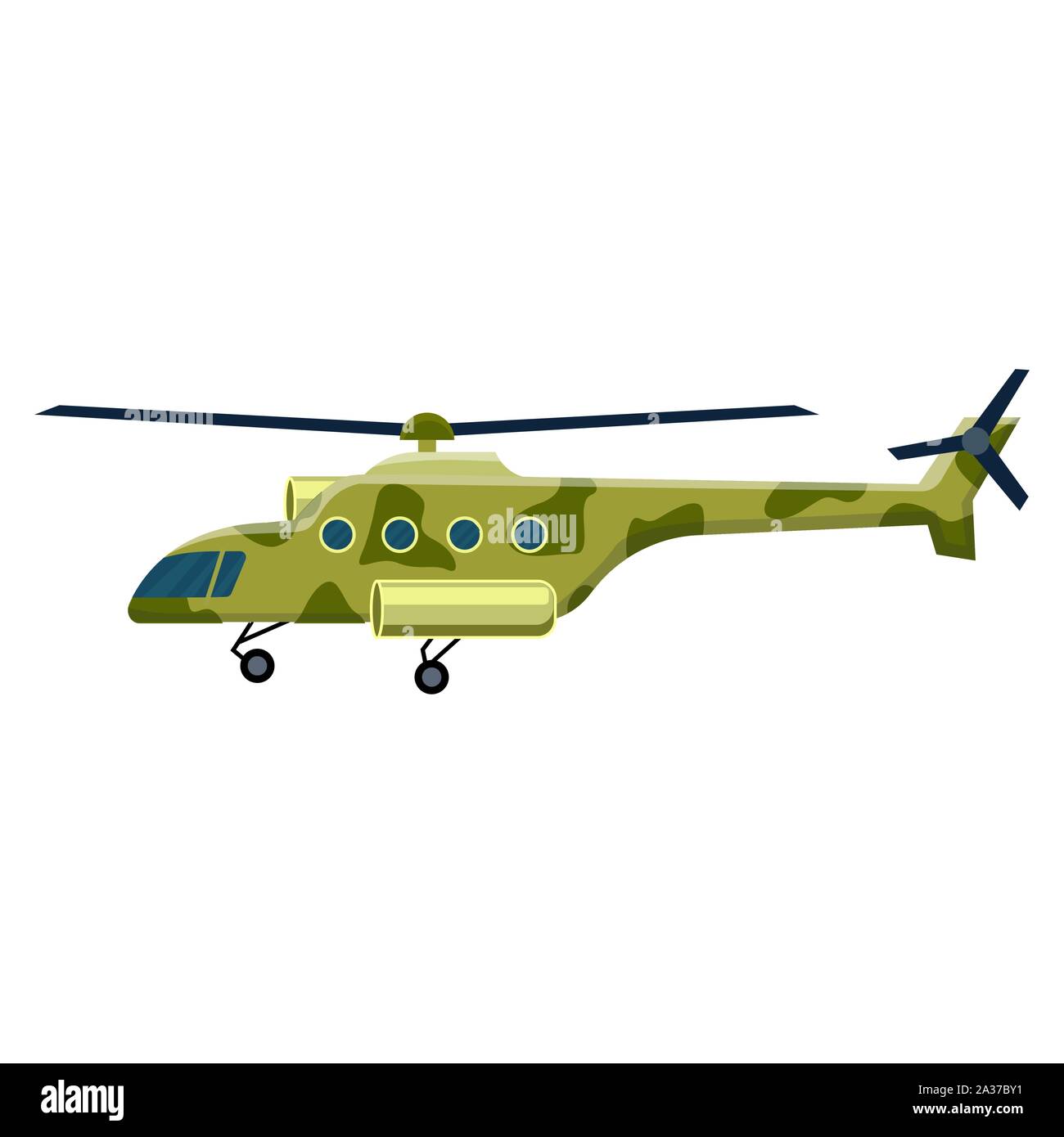 Militärische Hubschrauber Symbol auf weißem Hintergrund, Luftverkehr, Luftfahrtindustrie, Vector Illustration. Stock Vektor