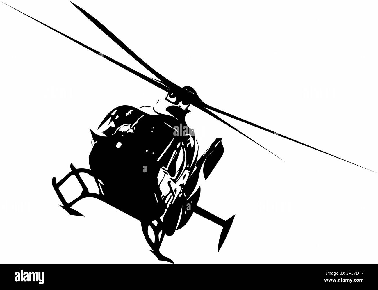 Kunstvoll und verzierten Bild von einem Hubschrauber in den Farben schwarz und weiß Optik Stockfoto