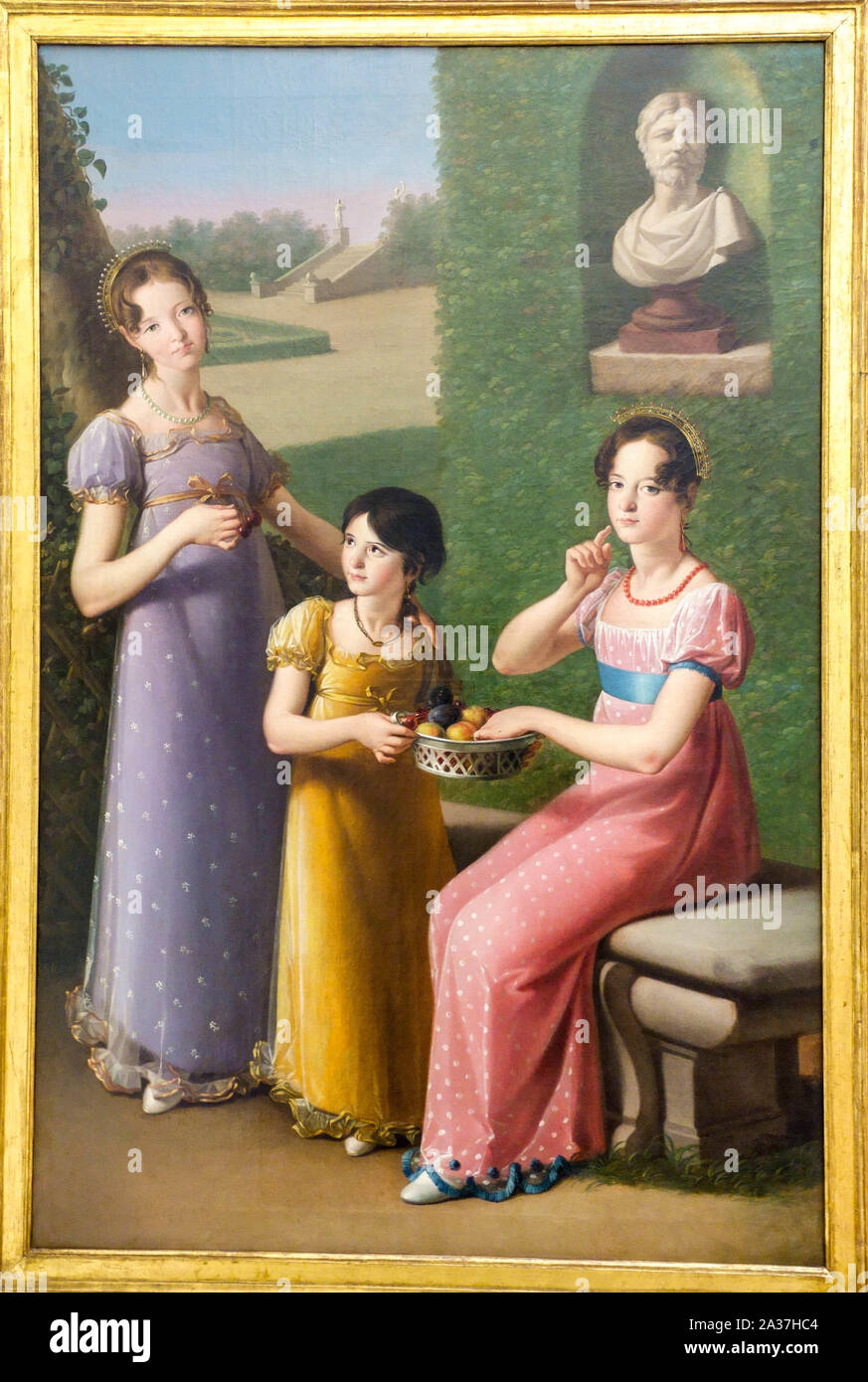 Valencia das Museo de Bellas Artes, Velazquez, Töchter des Malers in einem Garten Stockfoto