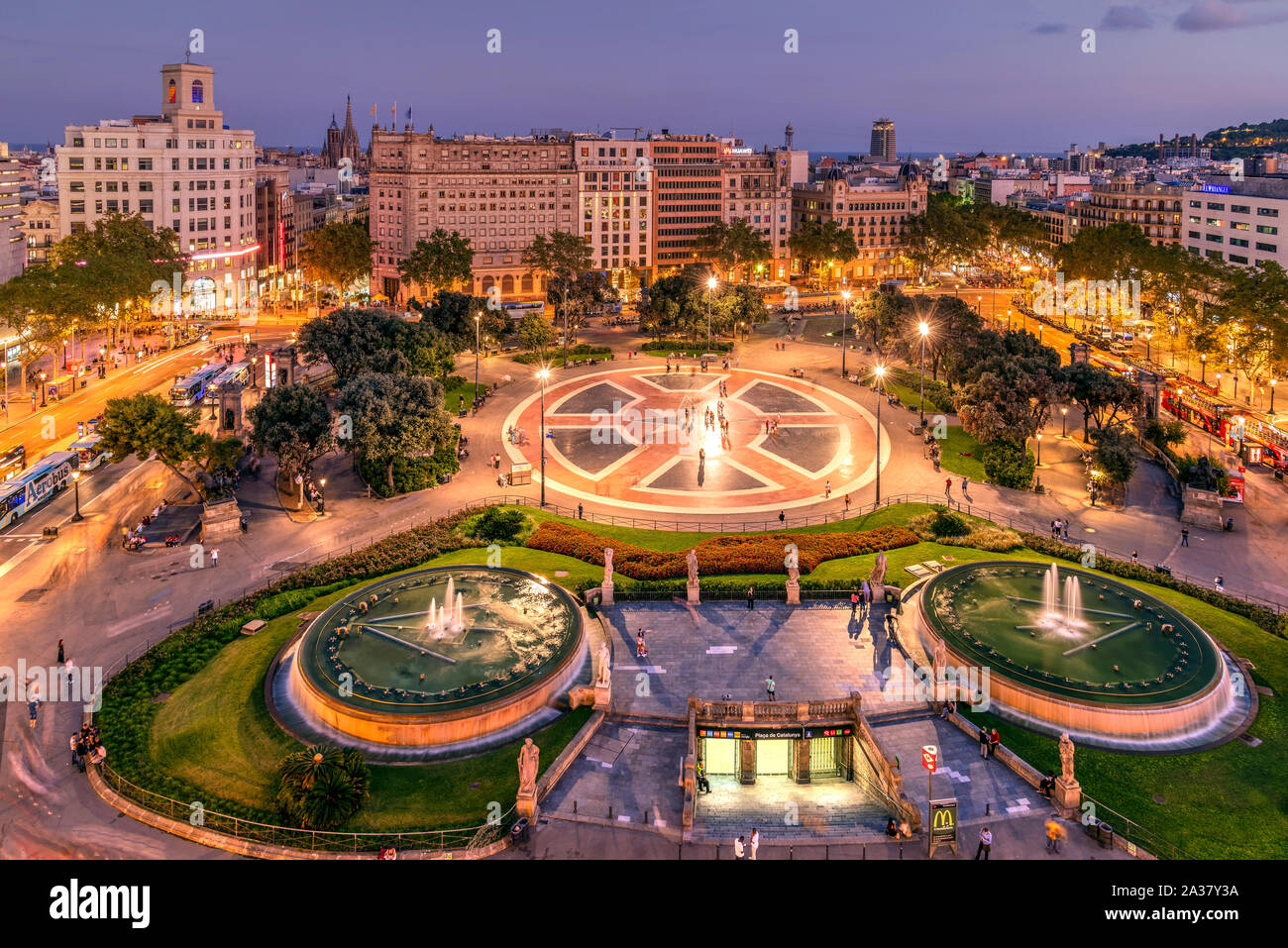 Plaza Catalunya, Barcelona, Katalonien, Spanien Stockfoto