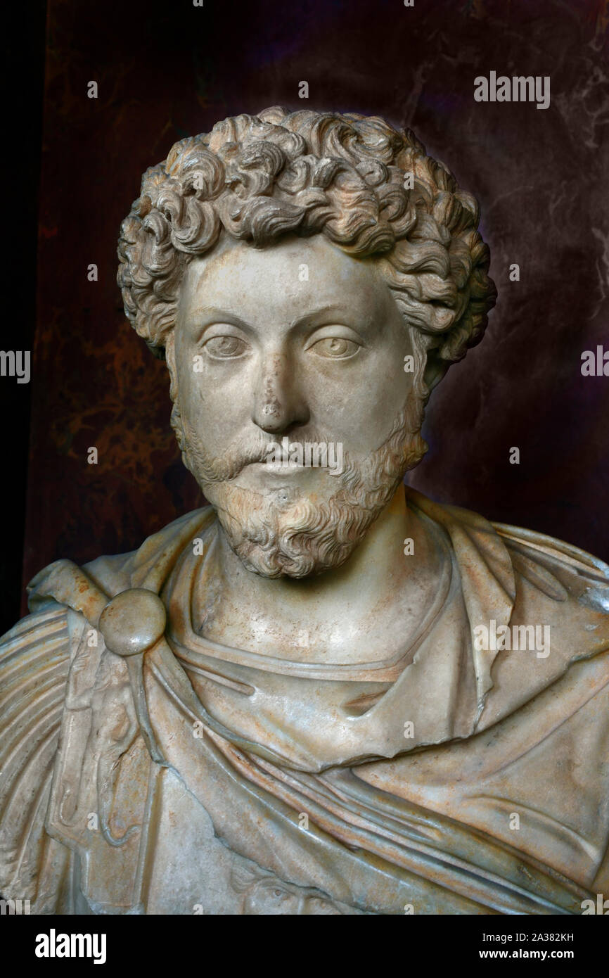 Mark Aurel (Marcus Aurelius Antoninus Augustus) war Römischer Kaiser von 161 bis 180. Italien Stockfoto